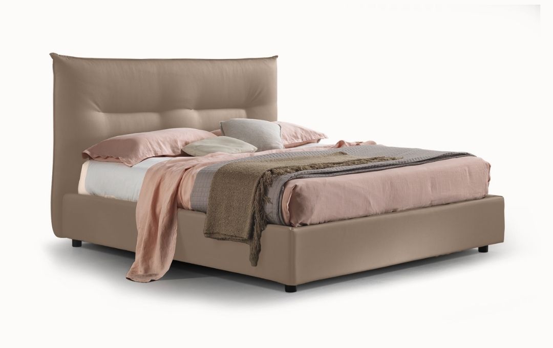 Letto Perseo - Ecopelle, Tortora, Matrimoniale