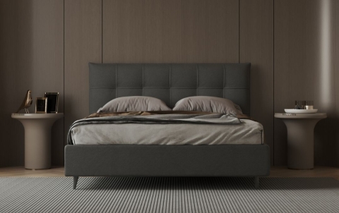 Letto Girasole - Tessuto, Grigio Grafite, Singolo con contenitore